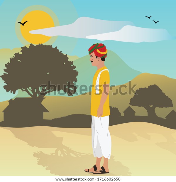 Hombre De Aldea India De Pie Vector De Stock Libre De Regal As