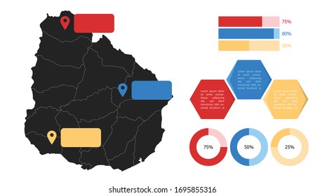 Infographic Map Uruguay Illustration Vector Presentation Stock Vector