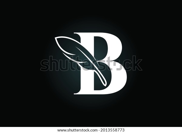 Initial B Monogram Alphabet Feather Font Stock Vector Royalty Free