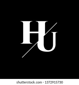 Initial Letter Hu Monogram Sliced Logo Stock Vector Royalty Free