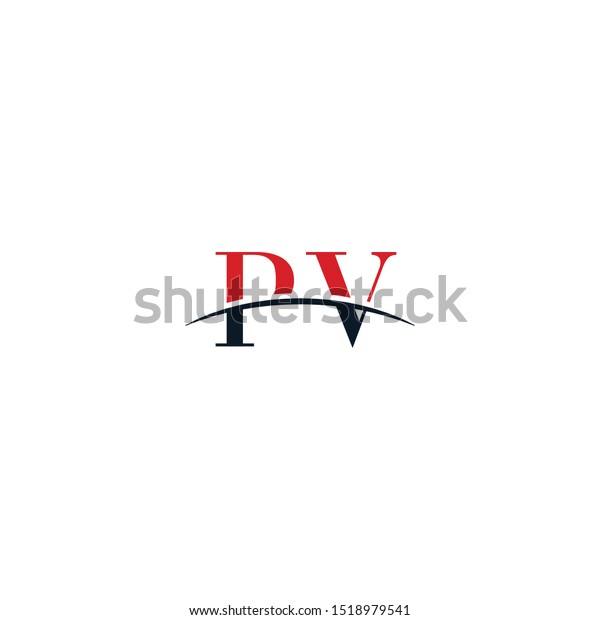 Initial Letter Pv Overlapping Movement Swoosh Stock Vector Royalty