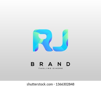 Initial Letter Rj Logo Colorful Background Stock Vector Royalty Free