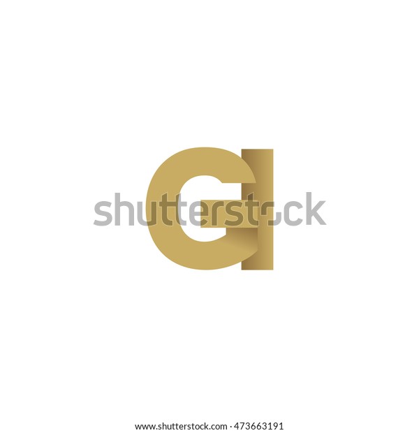 Initial Letters Gi Overlapping Fold Logo Stock Vector Royalty Free