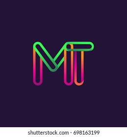 Initial Logo Letter Mt Linked Outline Stock Vector Royalty Free