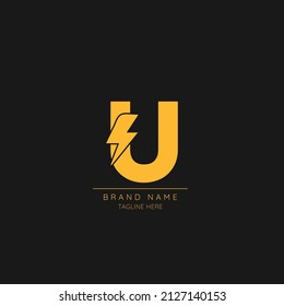 Initial U Letter Lightning Bolt Logo Stock Vector Royalty Free