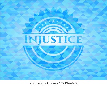 Injustice Realistic Light Blue Mosaic Emblem Stock Vector Royalty Free