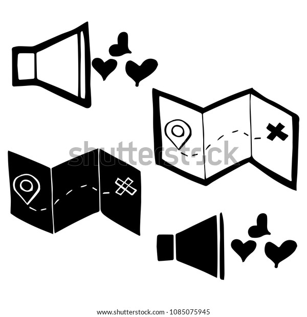 Isolated Vector Illustration Heart Speaker Gps Stock Vector Royalty