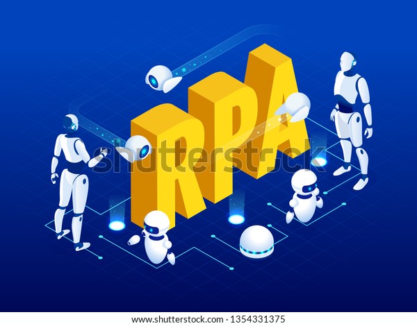 Isometric Concept Rpa Artificial Intelligence Robotics Stock Vector