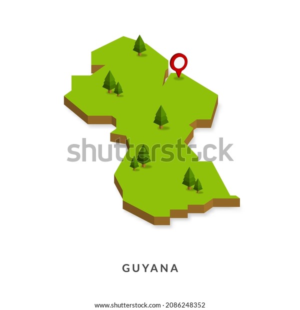 Isometric Map Guyana Simple D Map Stock Vector Royalty Free