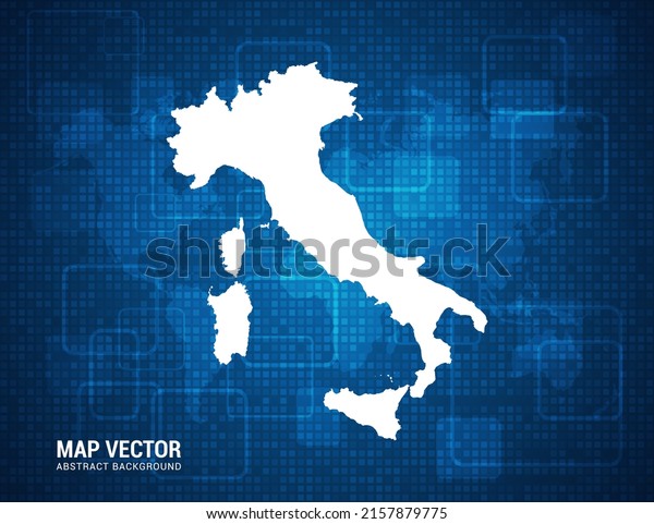 Italy Map Abstract Blue Background Technology