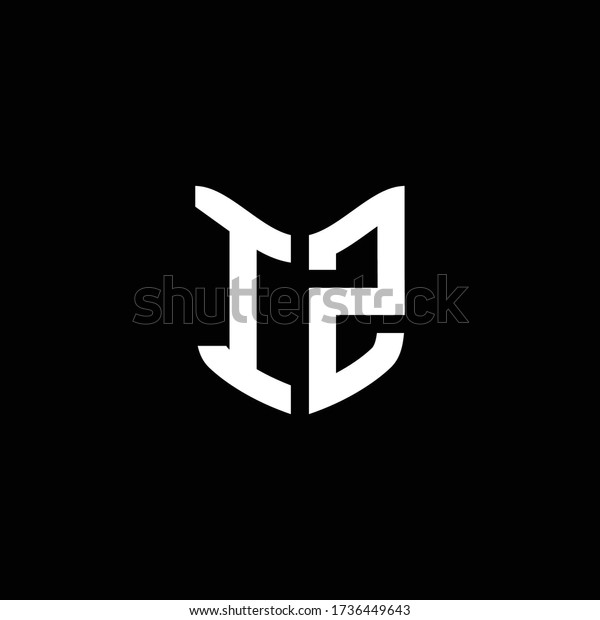 Iz Logo Monogram Shield Shape Design Stock Vector Royalty Free