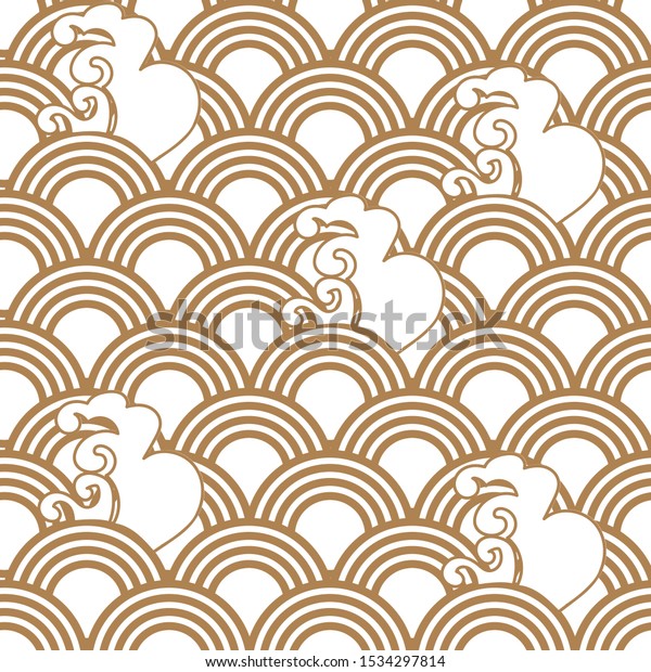 Japanese Seamless Wave Pattern Oriental Motifs Stock Vector Royalty