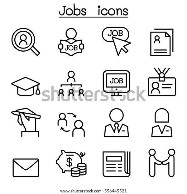 Jobs Icon Set Thin Line Style Stock Vector Royalty Free 556445521