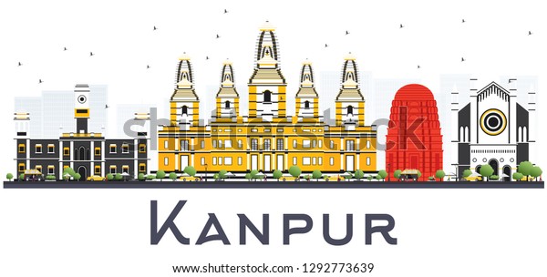 Kanpur India City Skyline Color Buildings Stock Vector Royalty Free