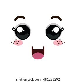 Kawaii Cartoon Emoticon vector de stock libre de regalías 481236292