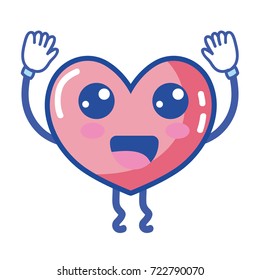 Kawaii Cute Happy Heart Arms Legs Stock Vector Royalty Free