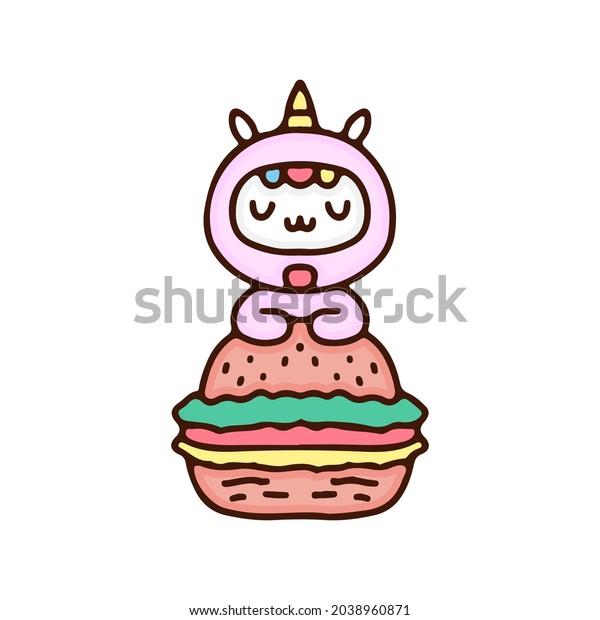 Kawaii Unicorn Cartoon Burger Perfect Nursery Stock Vector Royalty