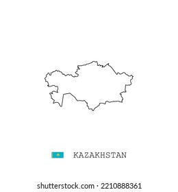 Kazakhstan Vector Map Outline Line Linear Stock Vector Royalty Free