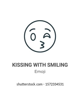 Kissing Smiling Eyes Emoji Outline Vector