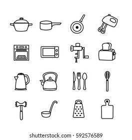 Kitchen Equipment Icons Set Stock Vector Royalty Free 592576652