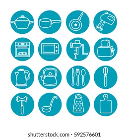 Kitchen Equipment Icons Set Stock Vector Royalty Free