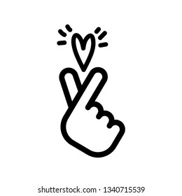 Korean Heart Hand Gesture Symbol Linear Stock Vector Royalty Free