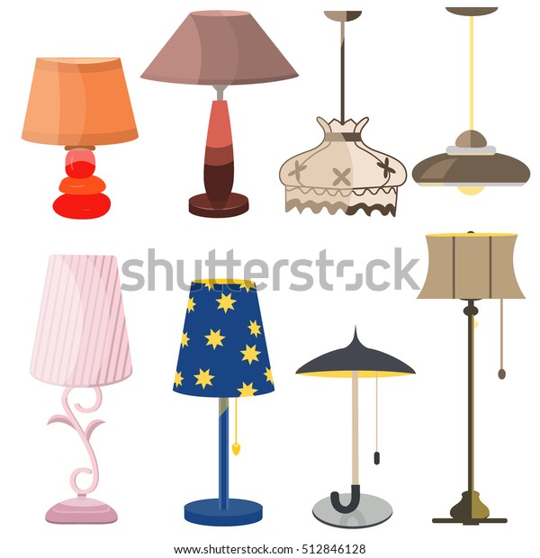 Lamps Furniture Set Light Design Electric Stock Vector Royalty Free