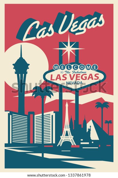 Las Vegas Nevada Skyline Postcard Stock Vector Royalty Free