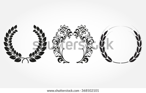 Laurel Wreath Set Vector Illustration Stock Vector Royalty Free Shutterstock