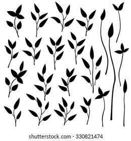 Set Decorative Leaf Silhouette Different Vector Stock Vector Royalty