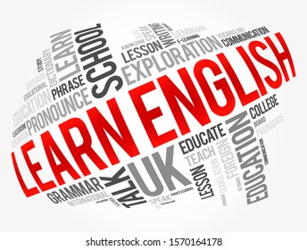 Learn English Word Cloud Collage Education Stock Vector Royalty Free