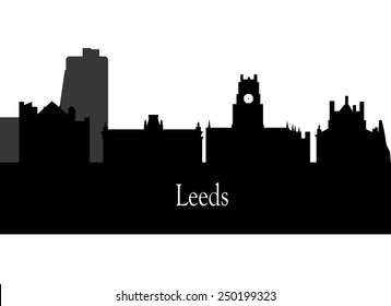 Leeds England City Skyline Silhouette Vector Stock Vektorgrafik