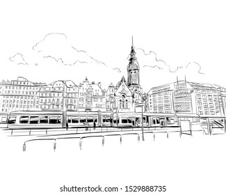 Leipzig Germany Urban Sketch Hand Drawn Stock Vector Royalty Free