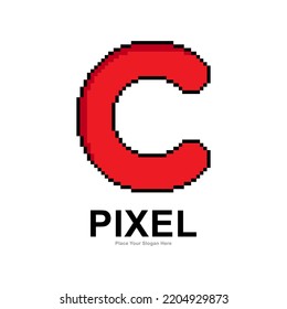 Letter C Pixel Digital Vector Logo Stock Vector Royalty Free