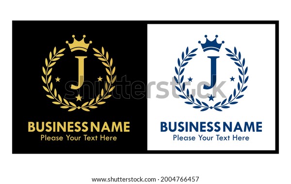 Letter J Crown Logo Design Template Stock Vector Royalty Free