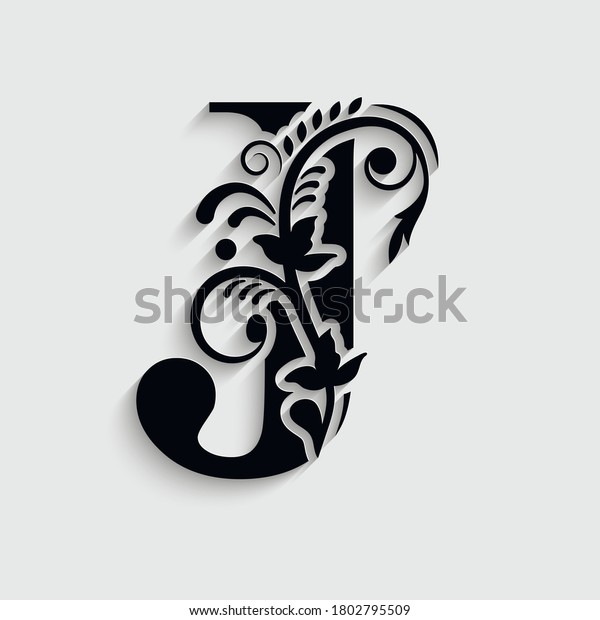 Letter J Flower Ornament Vector Logo Stock Vector Royalty Free