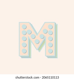 Letter M Alphabet Typography Illustration Pastel Stock Vector Royalty