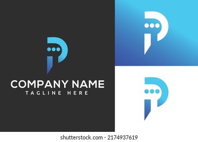 Letter P Chat Communication Logo Stock Vector Royalty Free