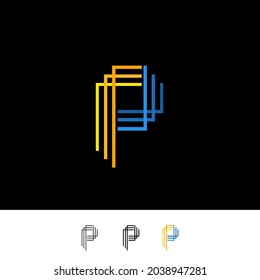 Letter P Line Logo Concept Design Stock Vector Royalty Free