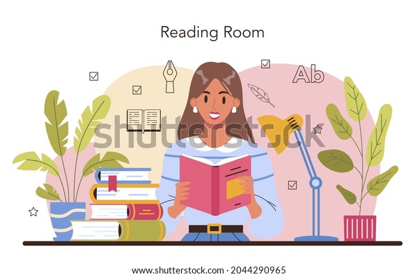 Librarian Library Staff Cataloguing Sorting Books Stock Vector Royalty