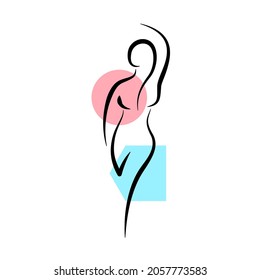 Linear Drawing Nude Woman Body Beauty Stock Vector Royalty Free