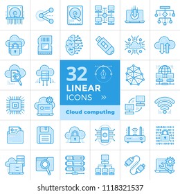 Linear Icon Set Cloud Computing Internet Stock Vector Royalty Free