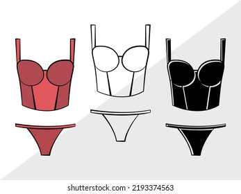 Lingerie Clipart Svg Printable Vector Illustration Stock Vector