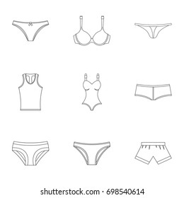 Lingerie Icon Set Outline Style Set Stock Vector Royalty Free