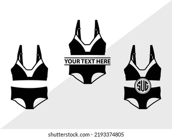 Lingerie Monogram Svg Printable Vector Illustration Stock Vector