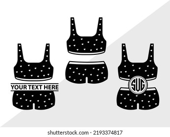 Lingerie Monogram Svg Printable Vector Illustration Stock Vector