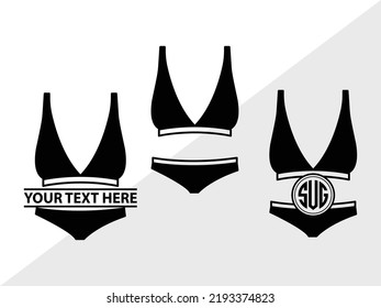 Lingerie Monogram Svg Printable Vector Illustration Stock Vector