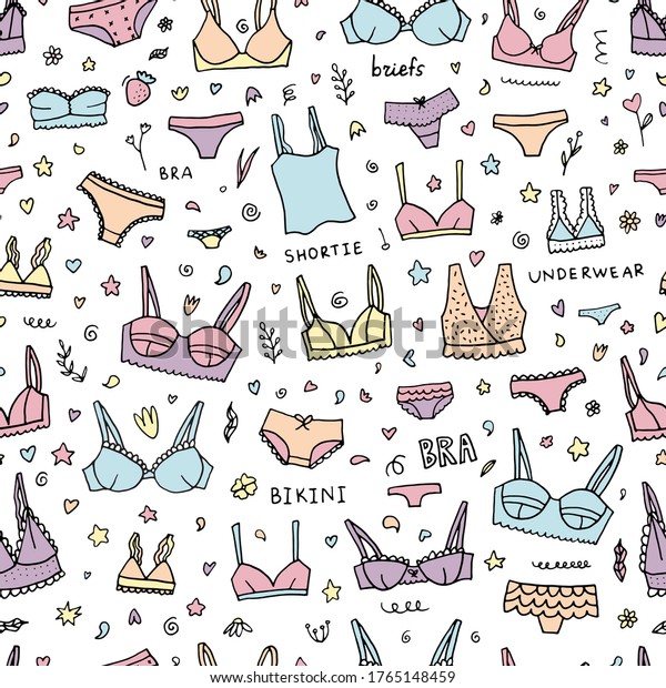 Lingerie Seamless Pattern Vector Underwear Background Stock Vector