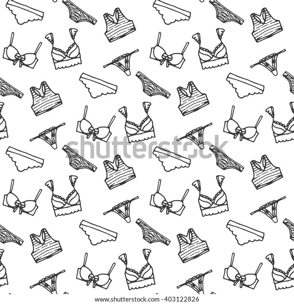 Lingerie Seamless Pattern Vector Underwear Background Design Outline