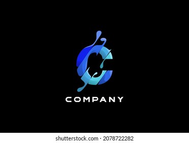 Logo Letter C Blue Water Vector Stock Vector Royalty Free